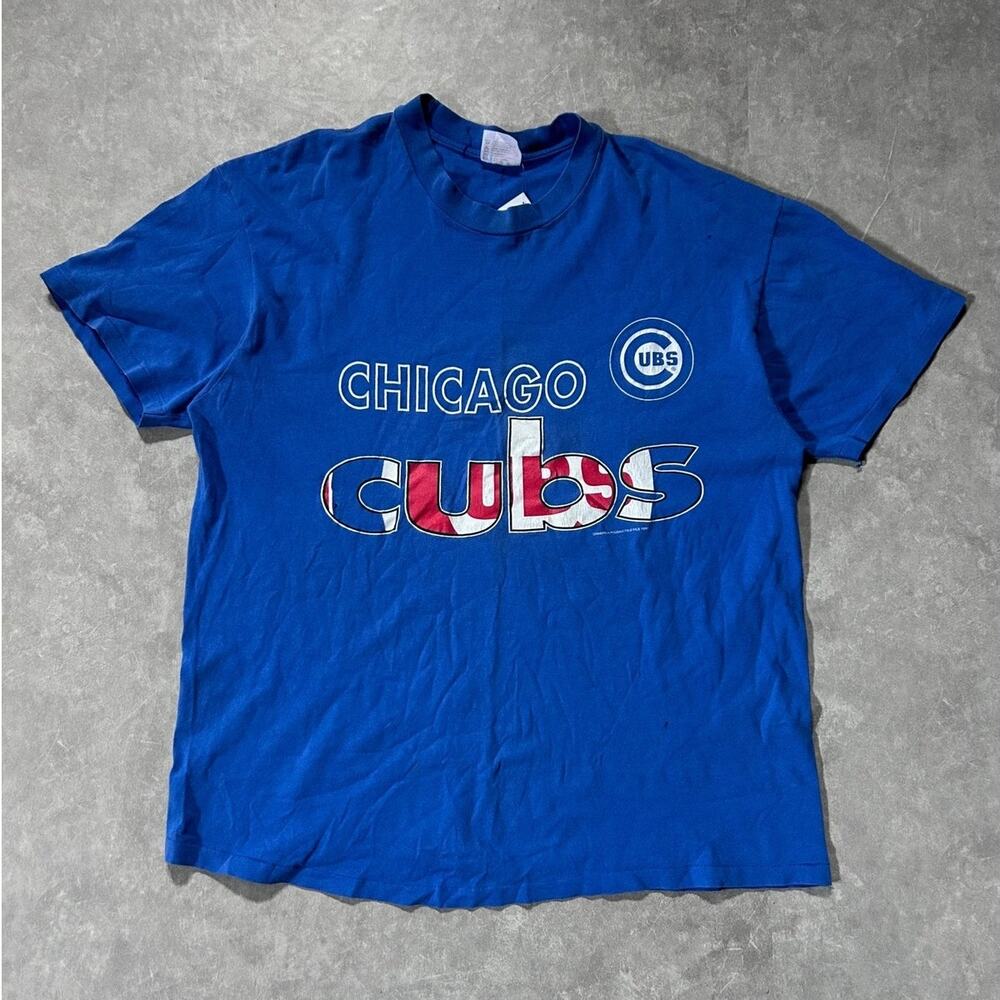 90s Vintage Chicago Cubs Blue T Shirt Size XL